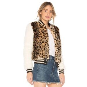 Mother Faux Fur The Baseball Snap Jacket in Spot Me